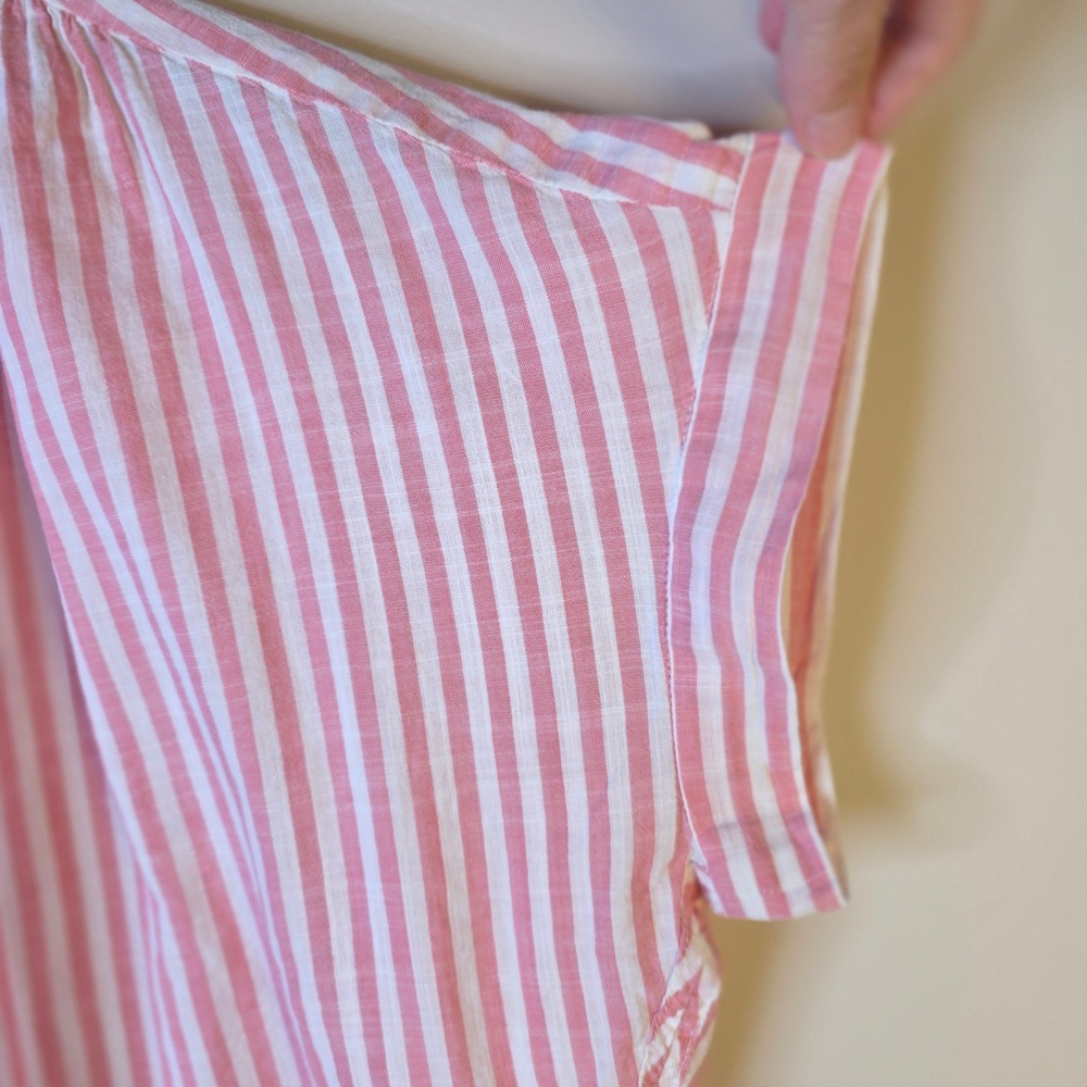 Madewell Cotton Button Shirt Womens Small Pink White Striped Back Vent Oversized - Picture 4 of 11